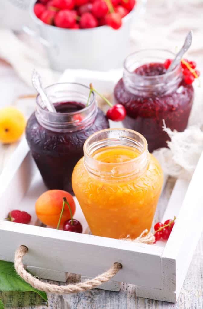Colourful homemade jam