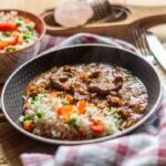 Beef with Onion Sauce and Vegetable Rice, Thermomix® made in the Thermomix®