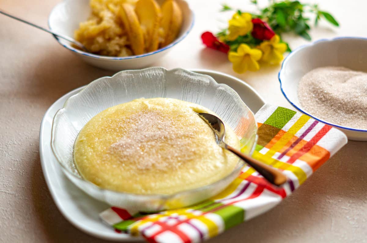 Semolina porridge made with the Thermomix® on its own without toppings, creamy texture visible
