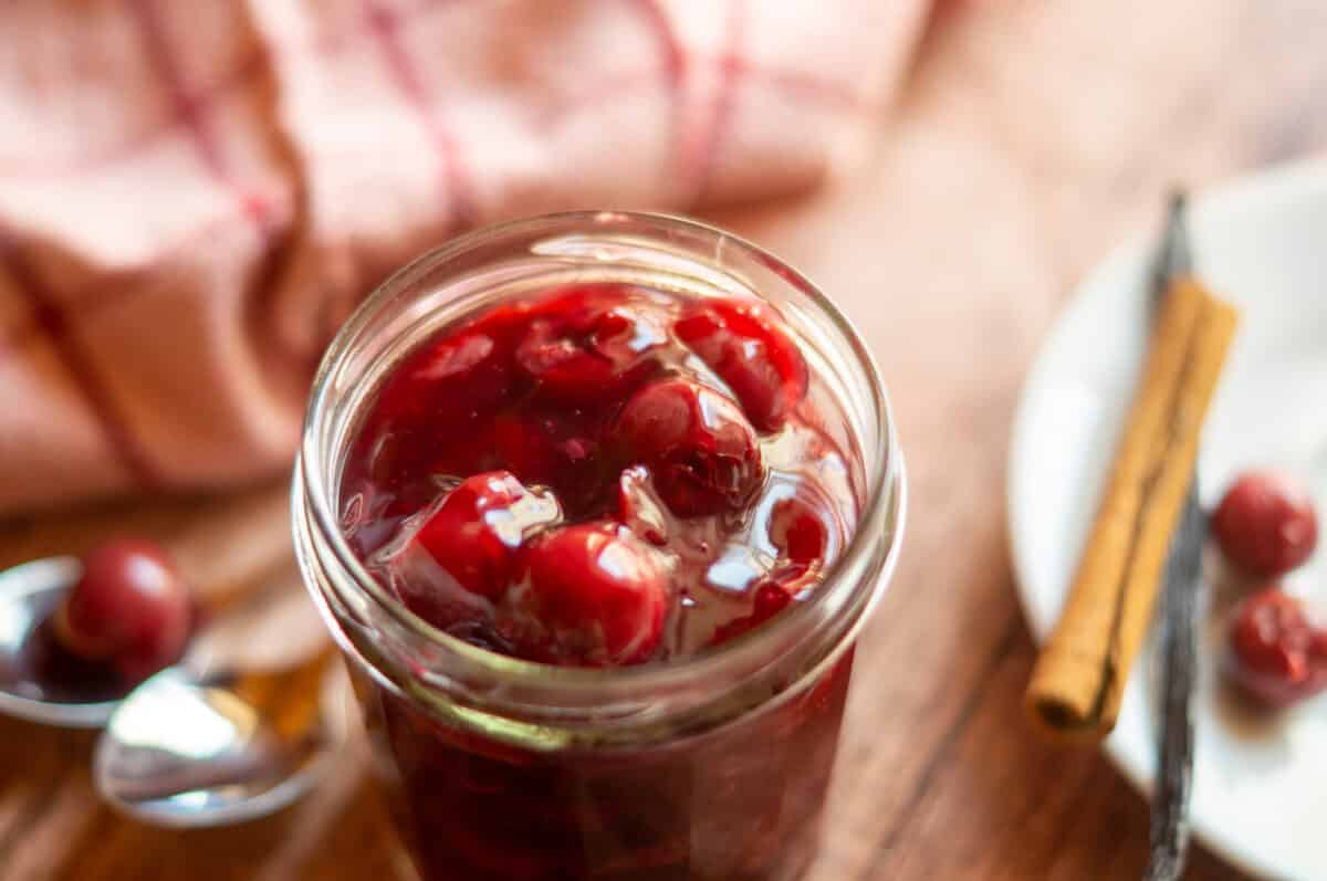Homemade cherry compote tastes best fresh