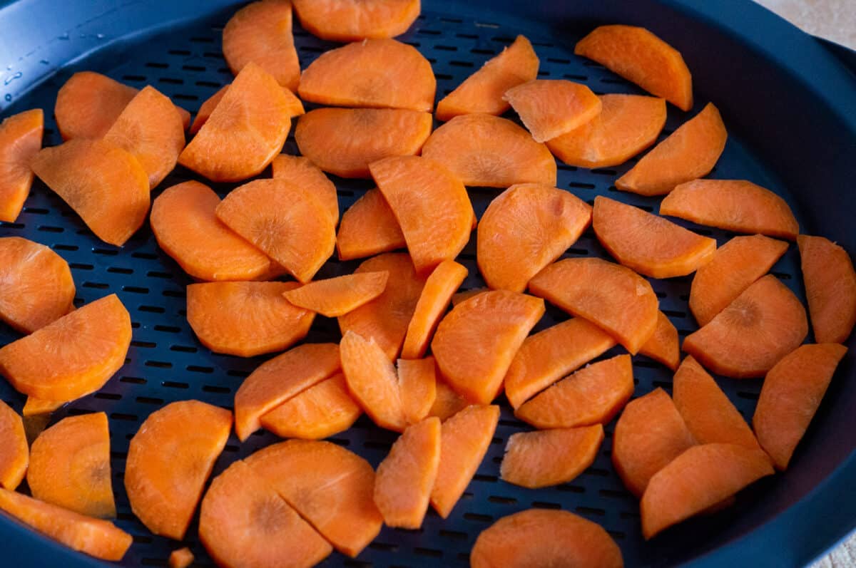 Sliced carrots on the Varoma steaming tray