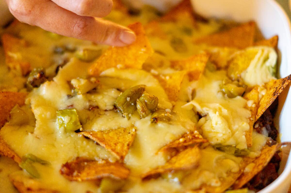 Homemade chili cheese nachos
