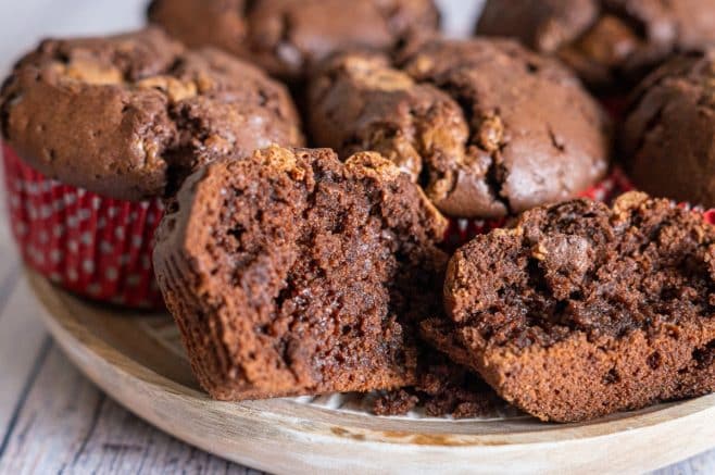 Moist chocolate muffins made with the Thermomix®