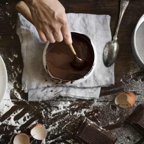 Finished chocolate sauce from the Thermomix® ready to fill into a jar