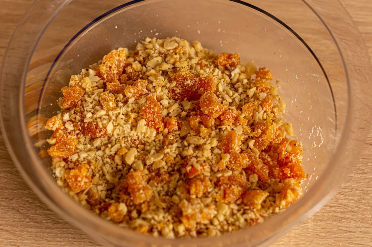 Chopping apricots, almonds and walnuts in the Thermomix®