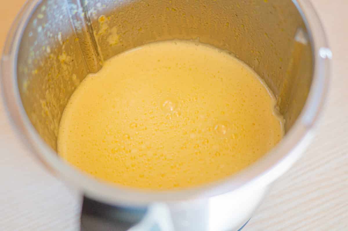 Liqueur ingredients being blended in the Thermomix® mixing bowl