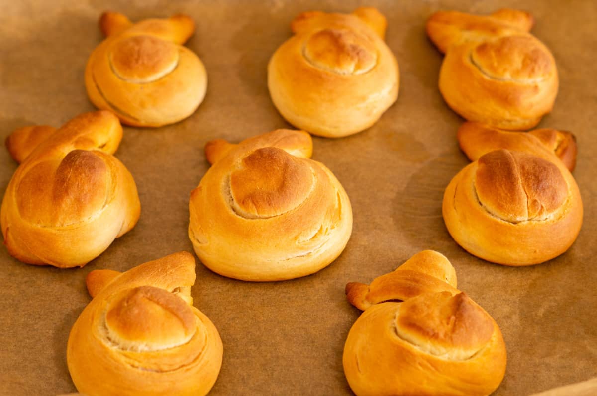 Easter bunnies after baking