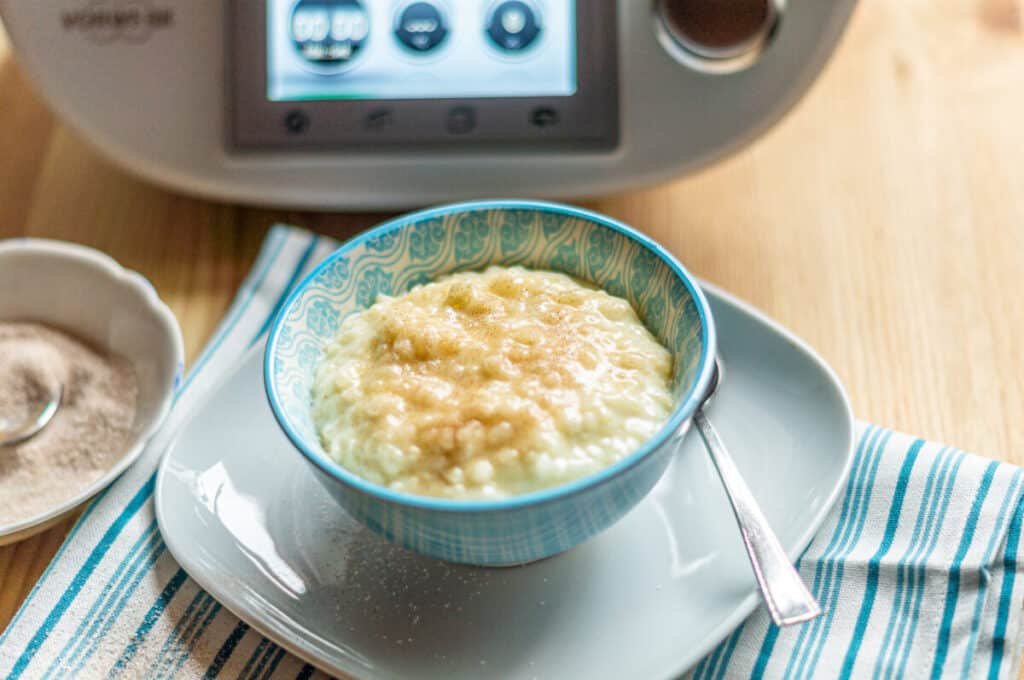 Rice pudding made with the Thermomix® with sugar and cinnamon