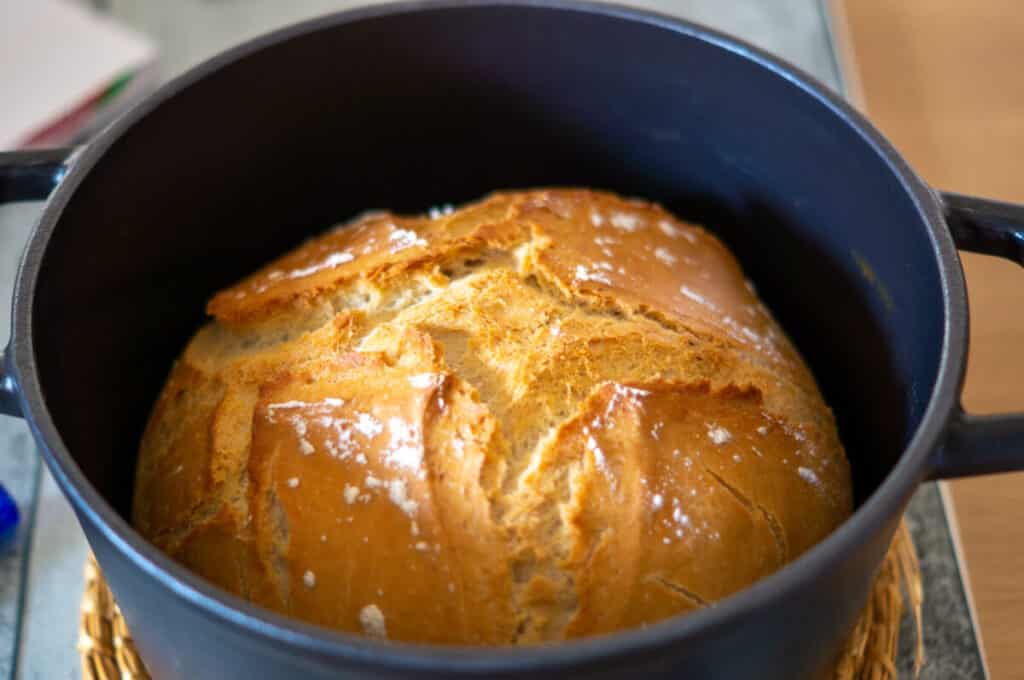 This quick white bread turns out perfectly in a casserole dish
