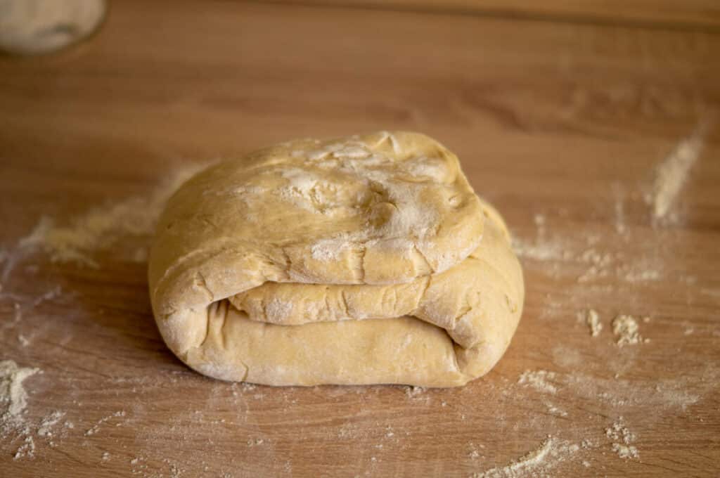 Kneading bread dough by hand