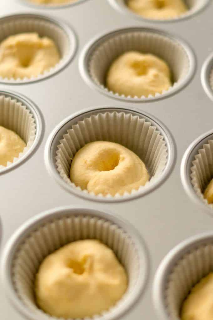 Pressing indents into brioche balls