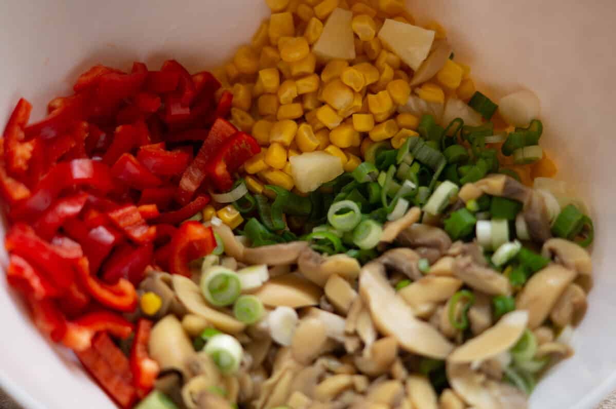 Vegetables for rice salad