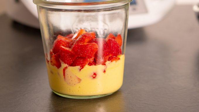 Finished German Flag Layered Dessert from the Thermomix® showing three distinct layers