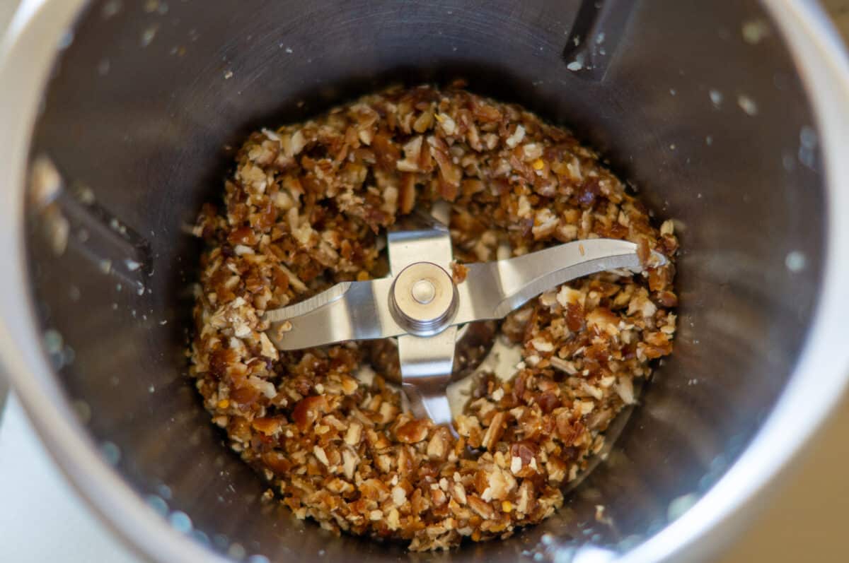 Chopping chilli, garlic and dates