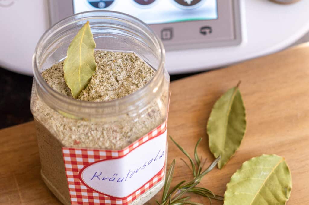 Herb Salt with Garlic, Thermomix® 3 The homemade herb salt in a jar