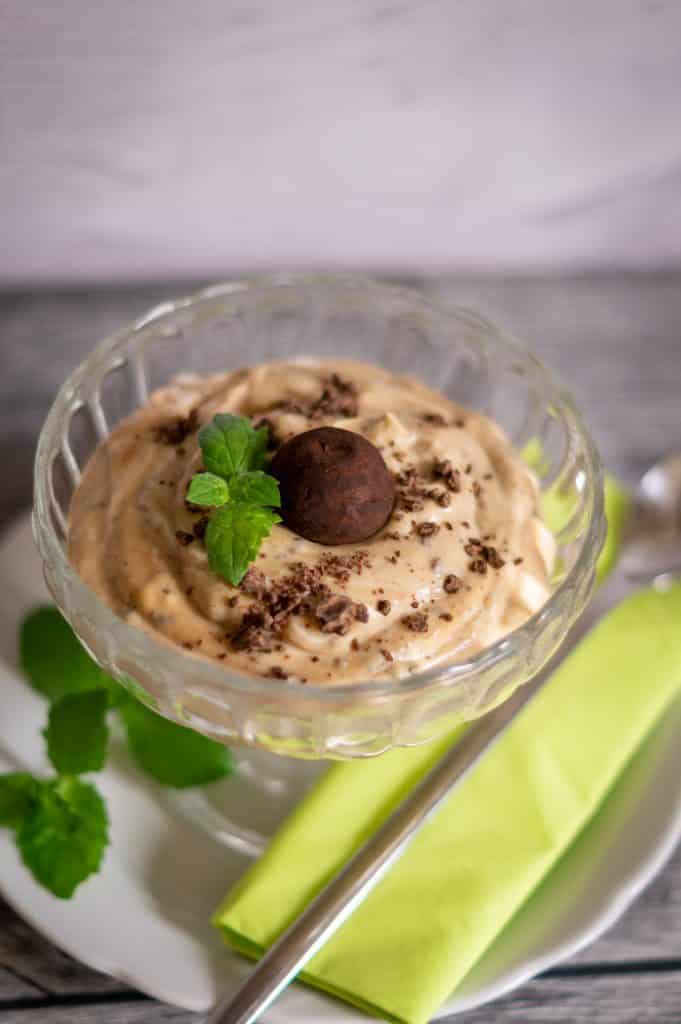 Elegant Herrencreme dessert with caramel pudding