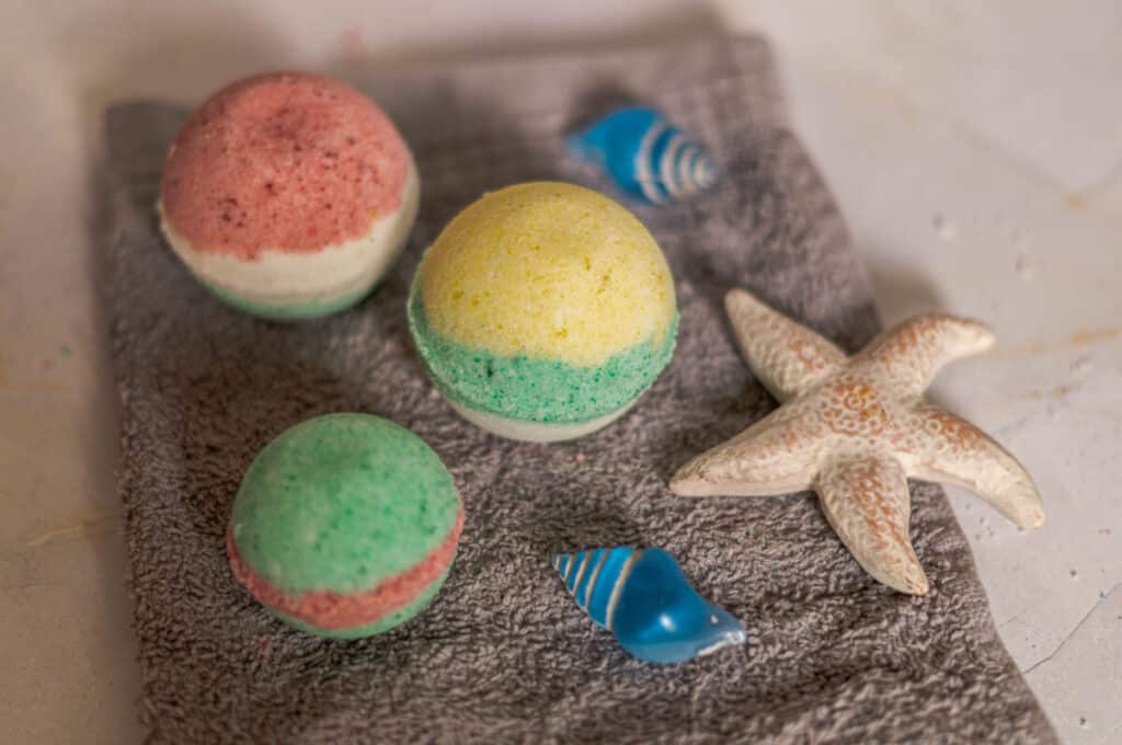 Colourful bath bombs as a gift