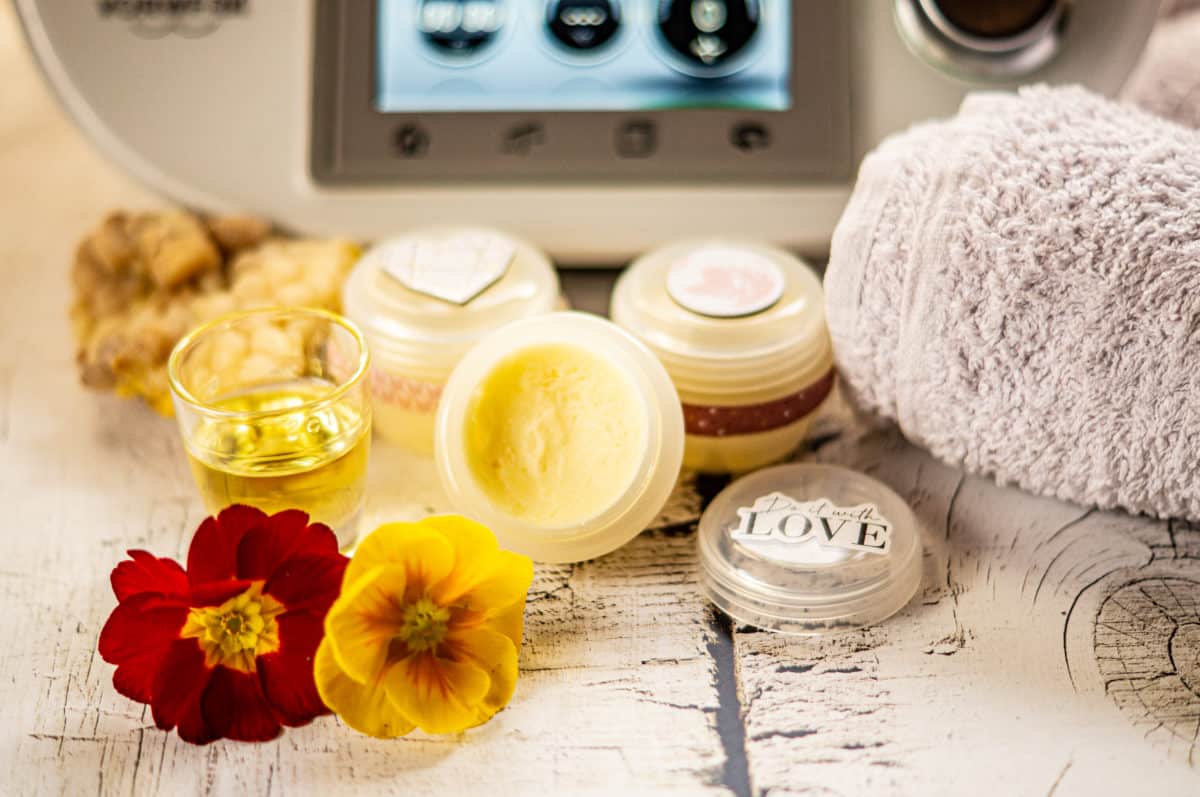 Homemade foot balm with the Thermomix® in a cream jar