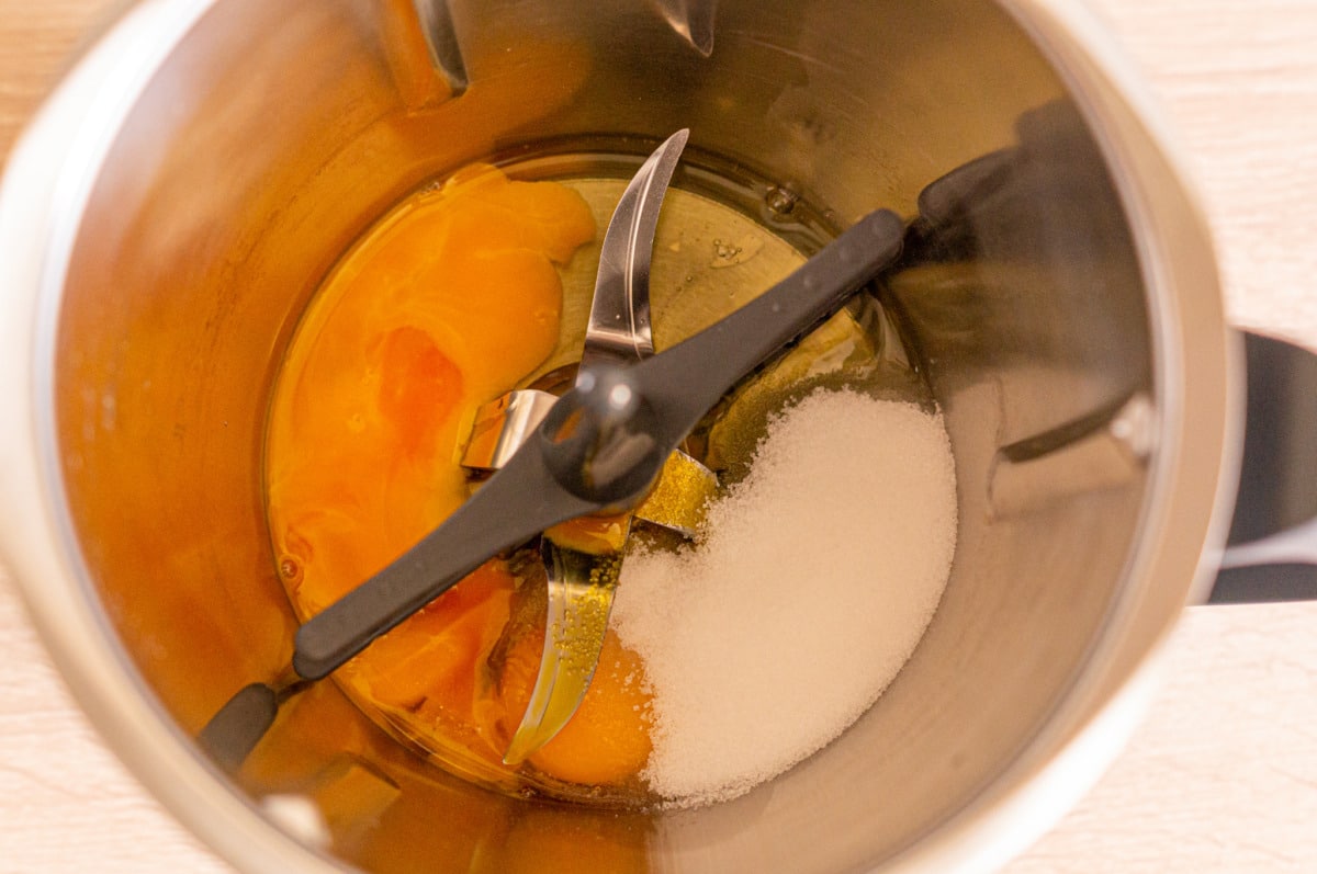 Egg yolk and sugar being whisked in the Thermomix®