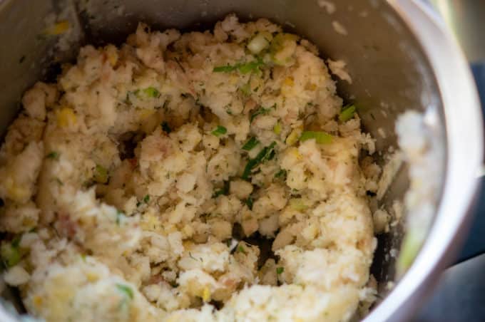 Fish patty mixture combined