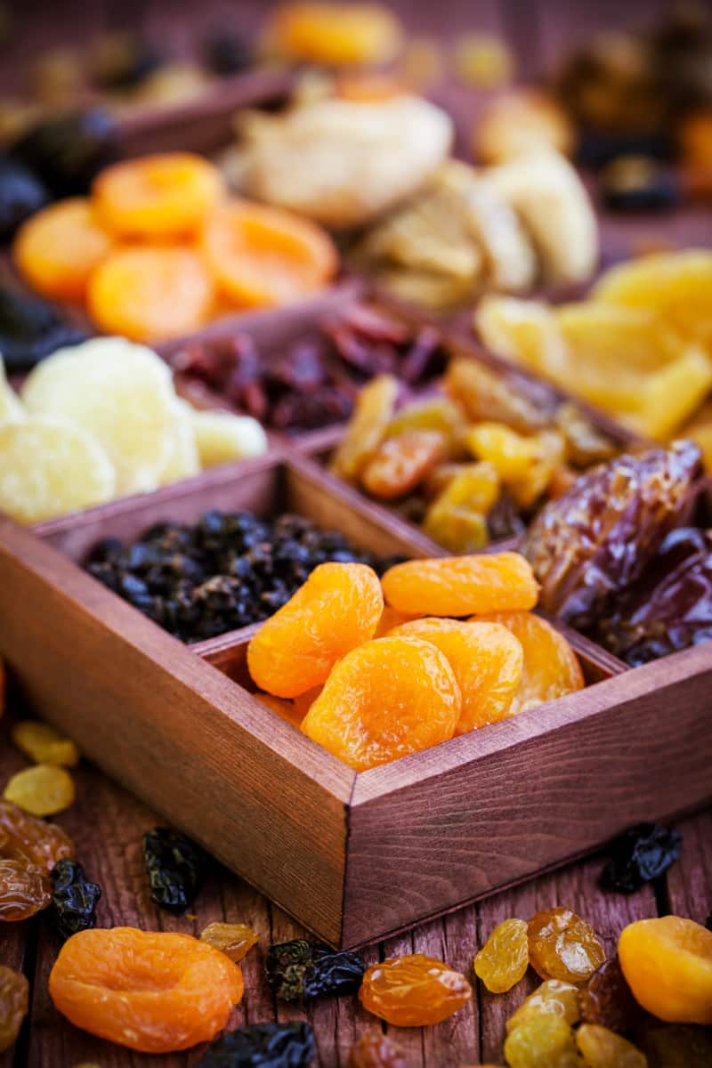 Various dried fruits for low-carb mini stollen
