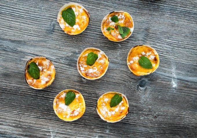 Mini lime cheesecakes made in the Thermomix®, viewed from above