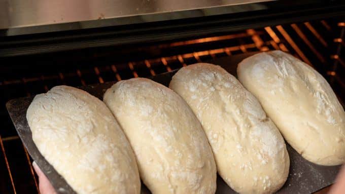 Mini wheat baguettes baked with the Thermomix® on a baguette tray