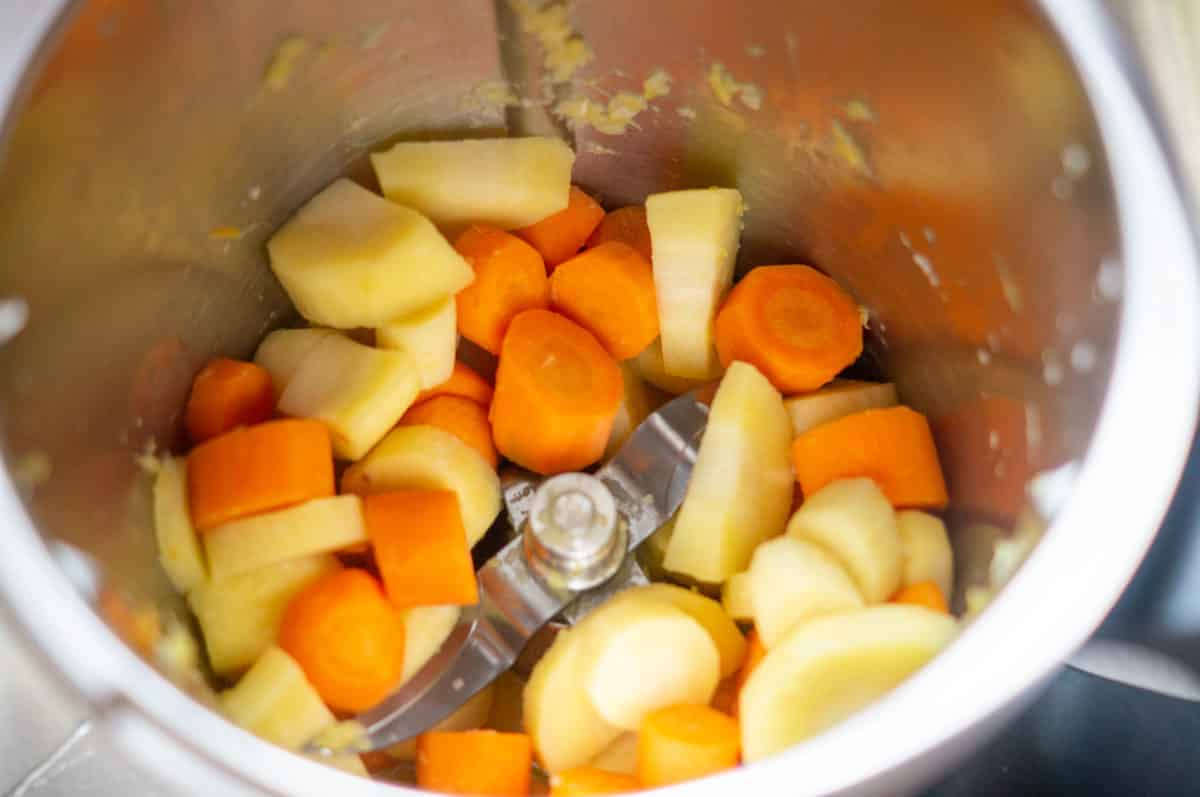 Parsnips and carrots sweated with sugar in the Thermomix®