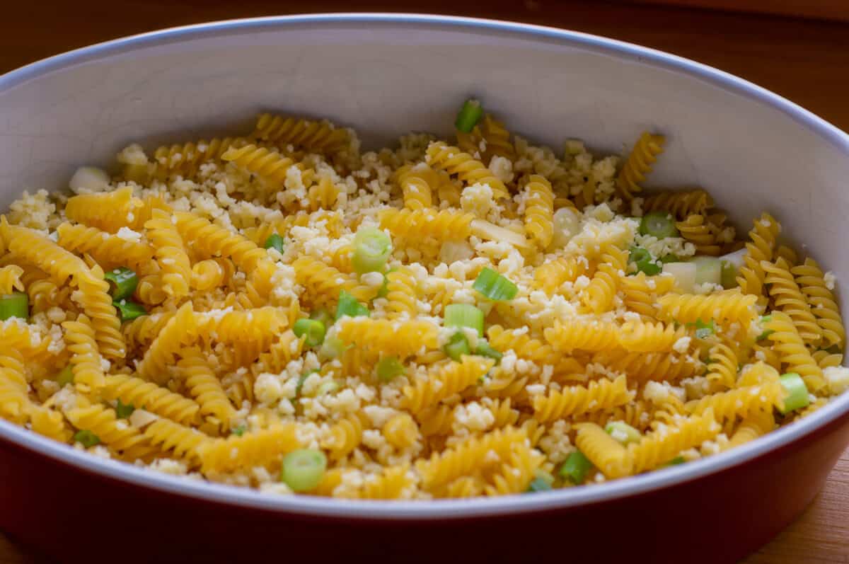 Pasta in the baking dish