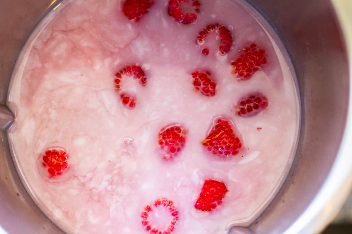 Raspberries and milk in the Thermomix®