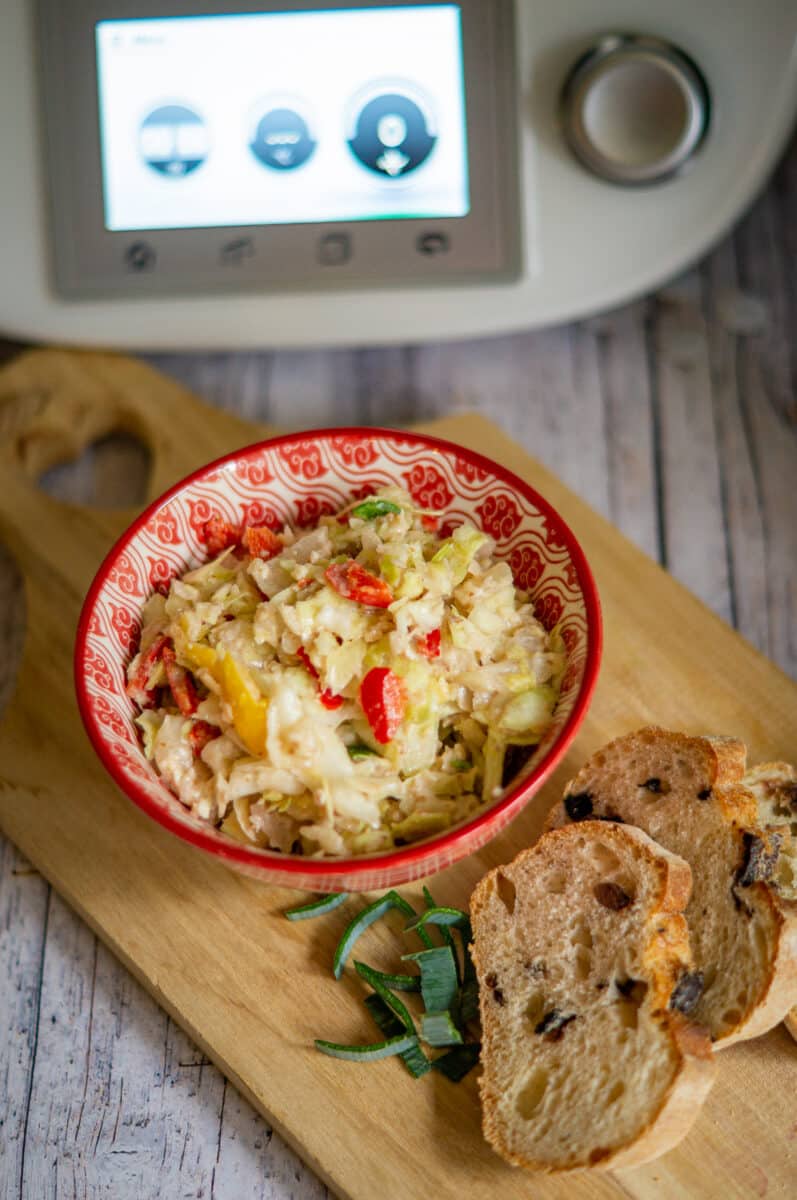 Fine pointed cabbage raw salad made in the Thermomix®