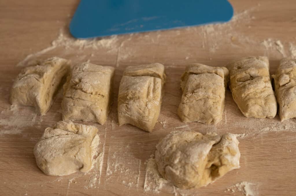 Dividing and shaping the potato roll dough