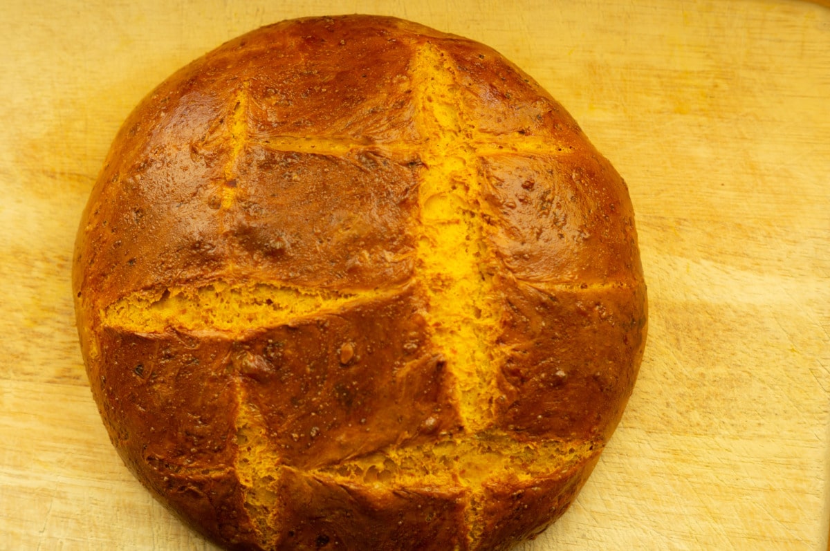 Pumpkin bread made in the Thermomix®, freshly baked