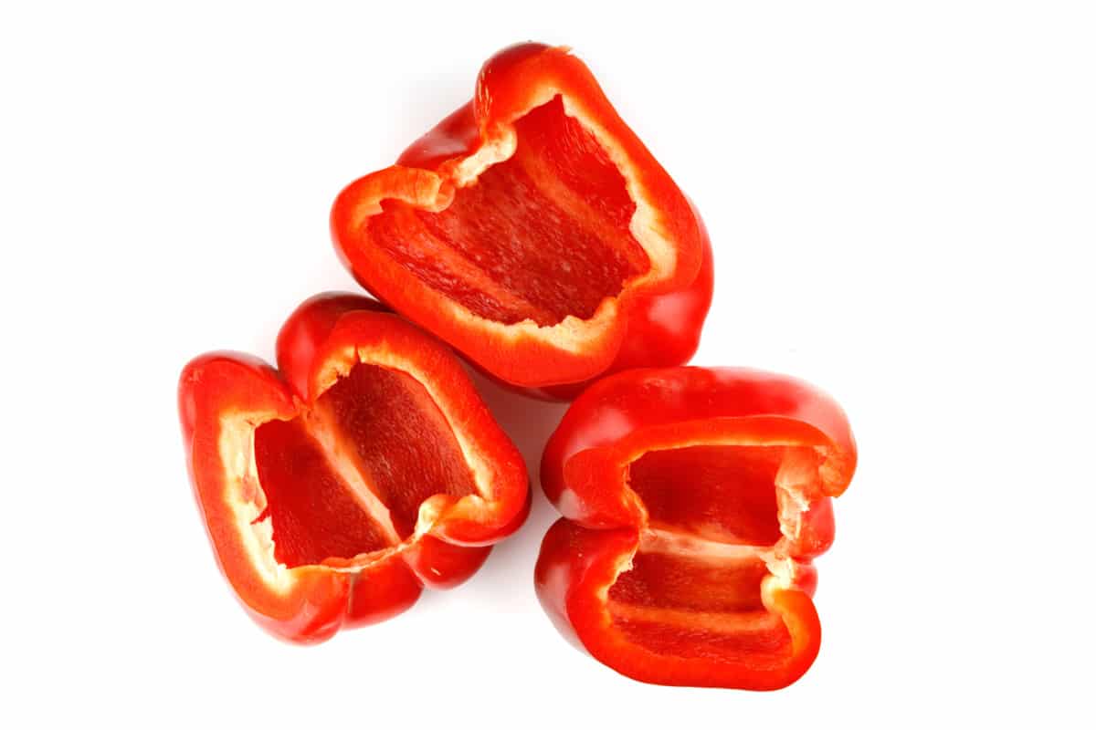Halving a red pepper