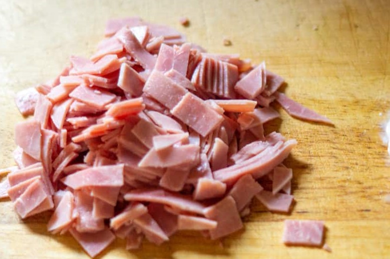 Slicing cooked ham