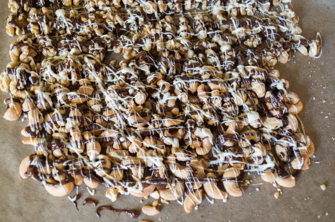 Chocolate nuts with the Thermomix® drying on a tray