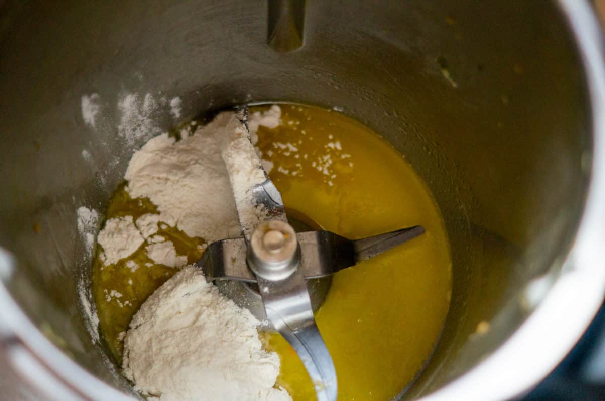 Butter and flour in the Thermomix® mixing bowl for the roux