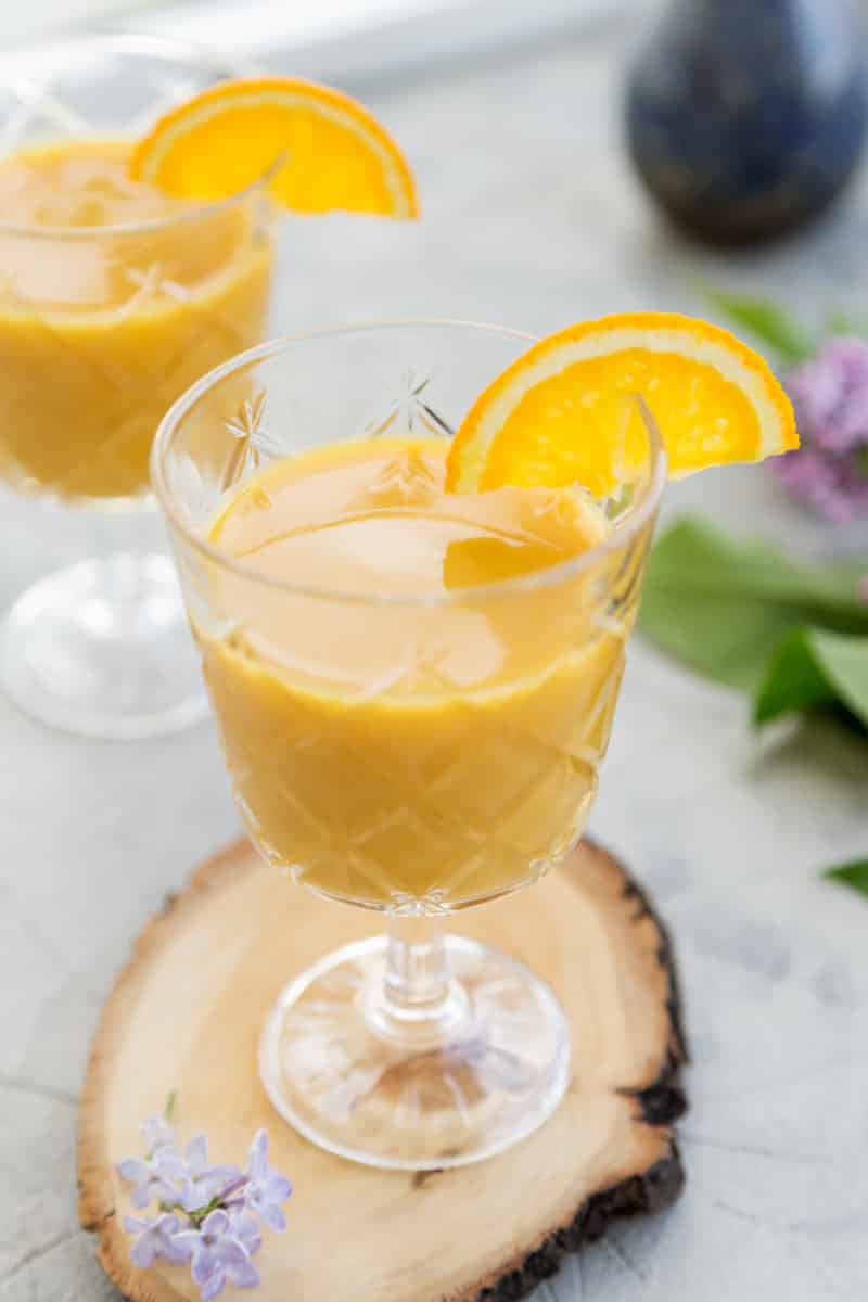 Quick mango buttermilk drink made with the Thermomix® in a glass