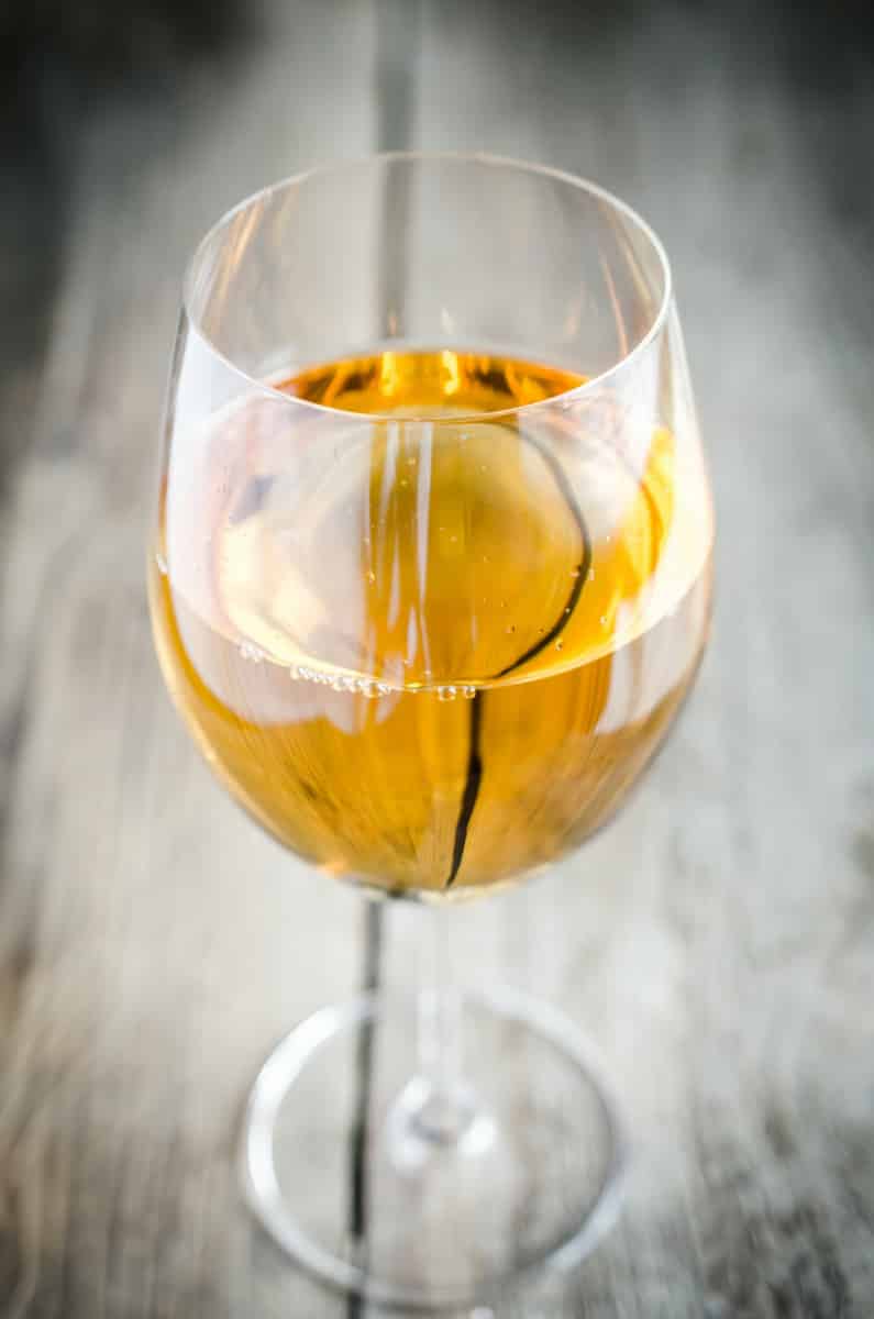 White wine in the mixing bowl