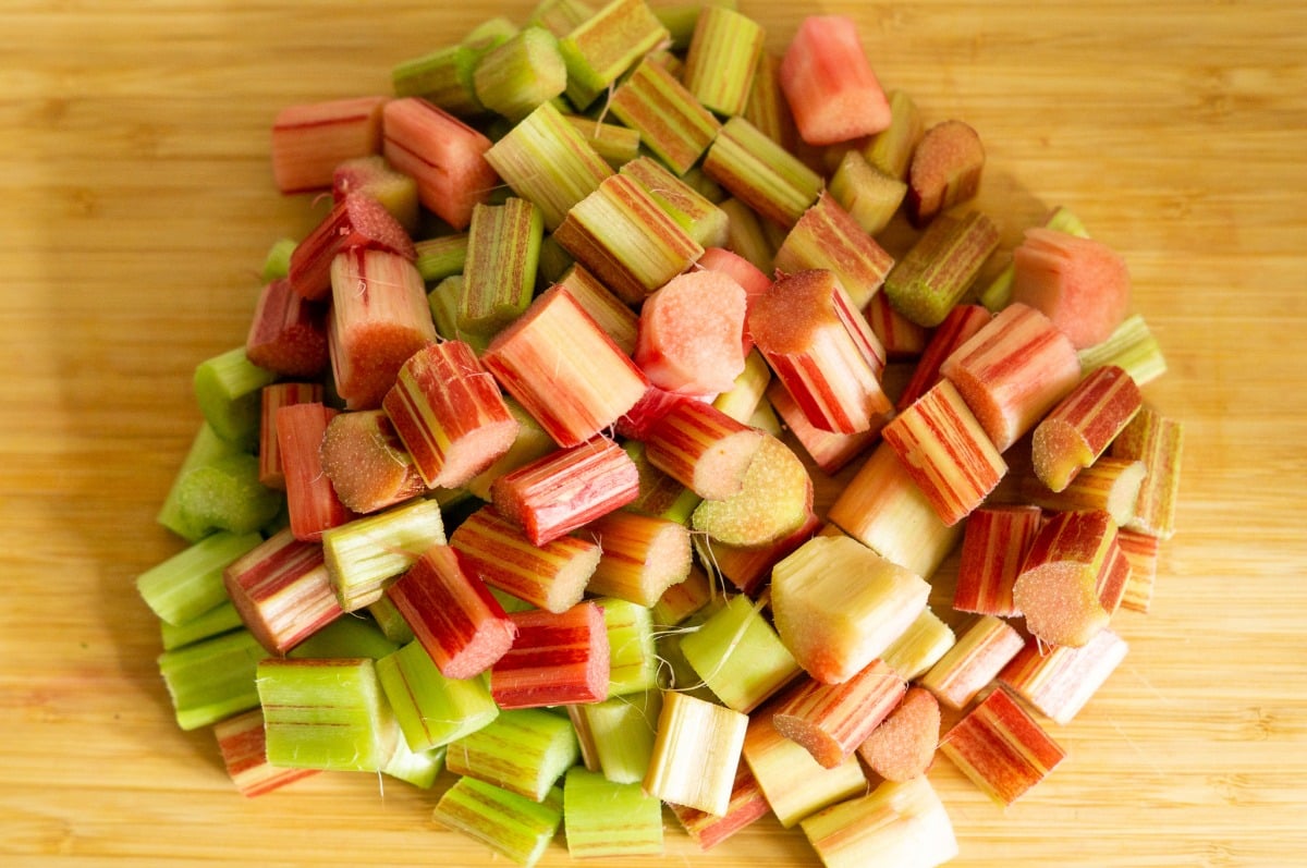 Rhubarb sliced and prepared