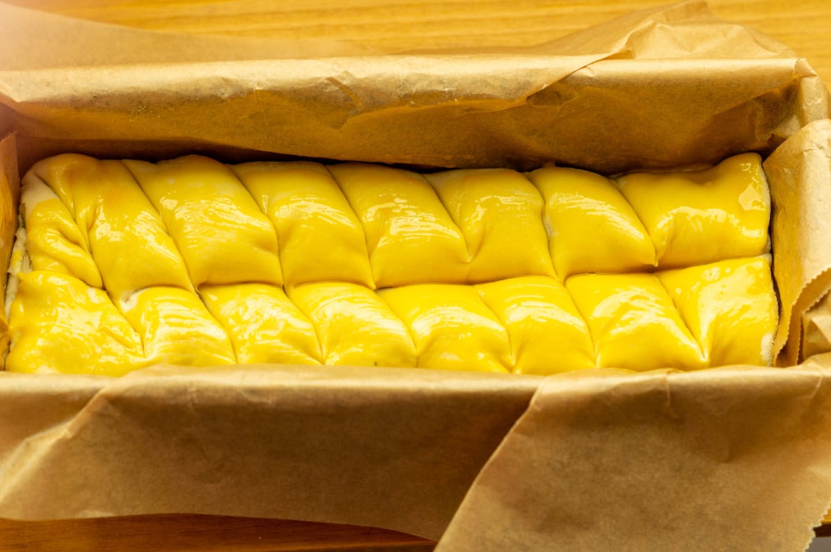 Thermomix® rolled bread brushed with egg yolk