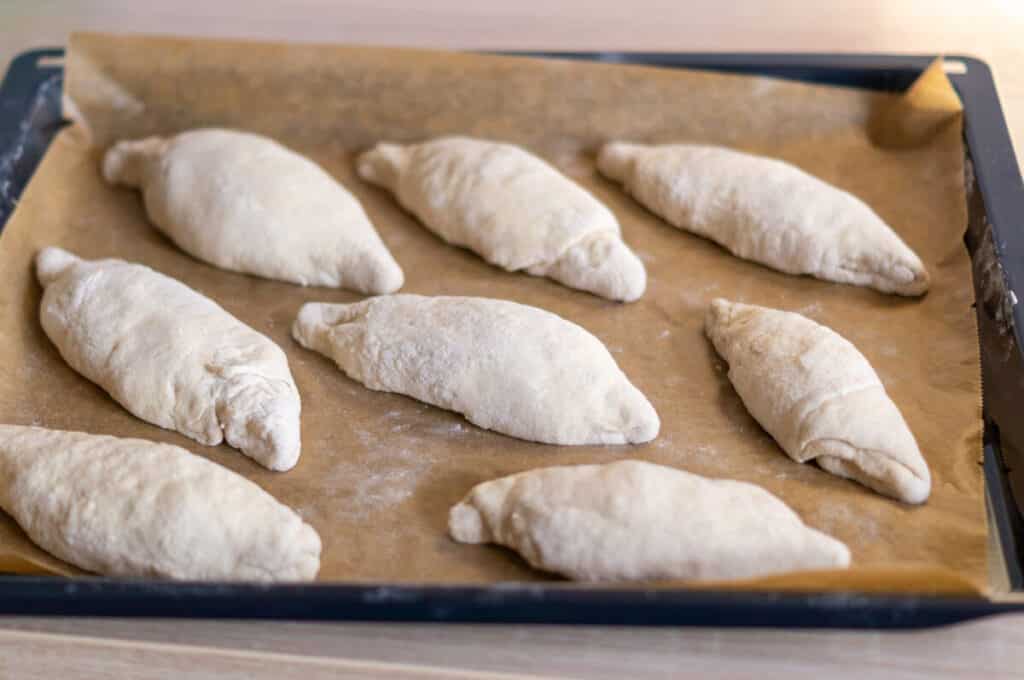 Baguette rolls before baking