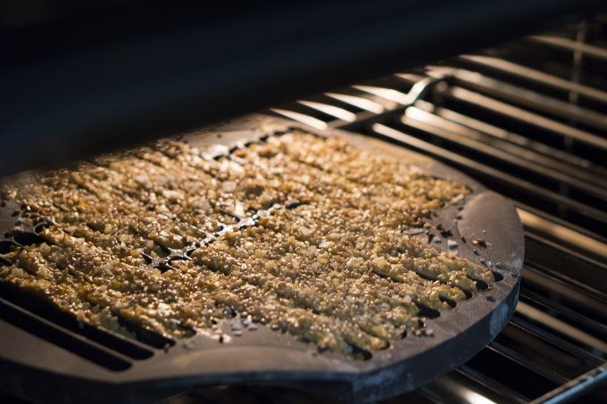 Breadsticks in the oven