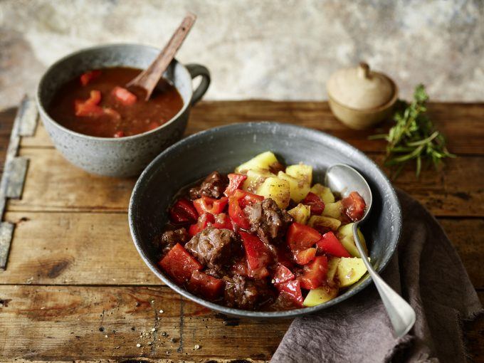 Spiced lamb ragout from the Thermomix® with kaffir lime leaves and Mediterranean herbs