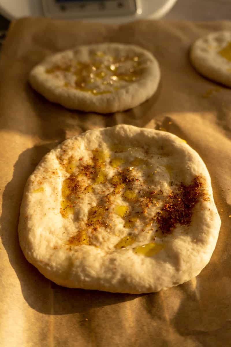 Flatbread drizzled with oil