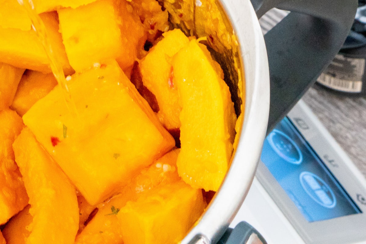Steamed Hokkaido pumpkin from the Thermomix® Varoma® on a plate