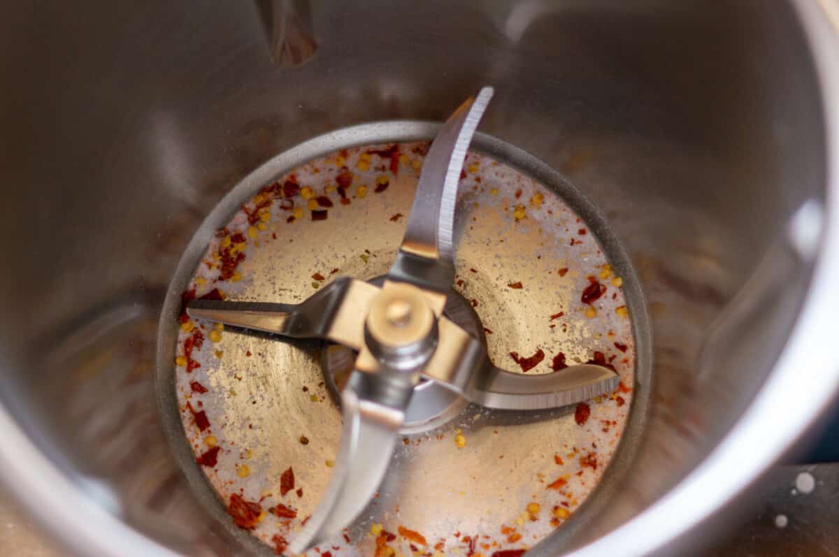 Chopped chilli in the mixing bowl