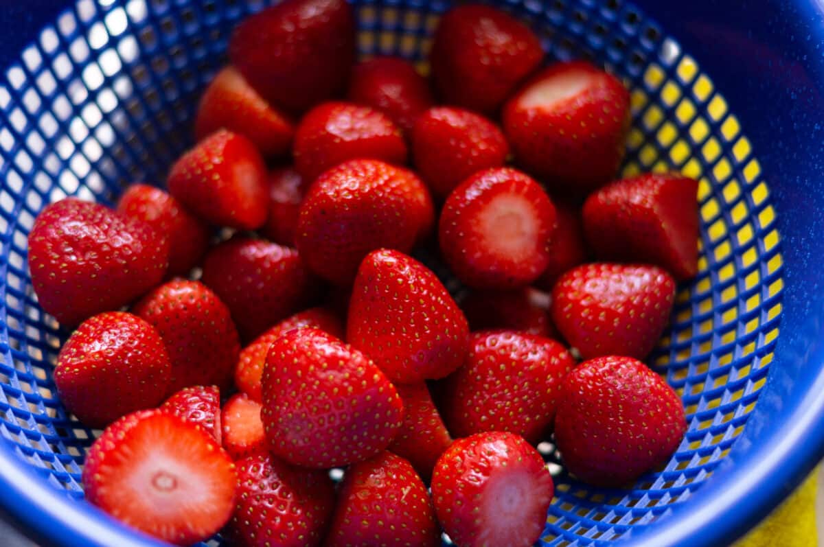 Strawberries washed and hulled