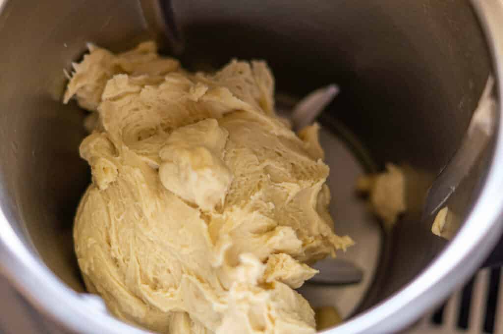 Sweet yeast dough made in the Thermomix® in a glass jar, fully risen