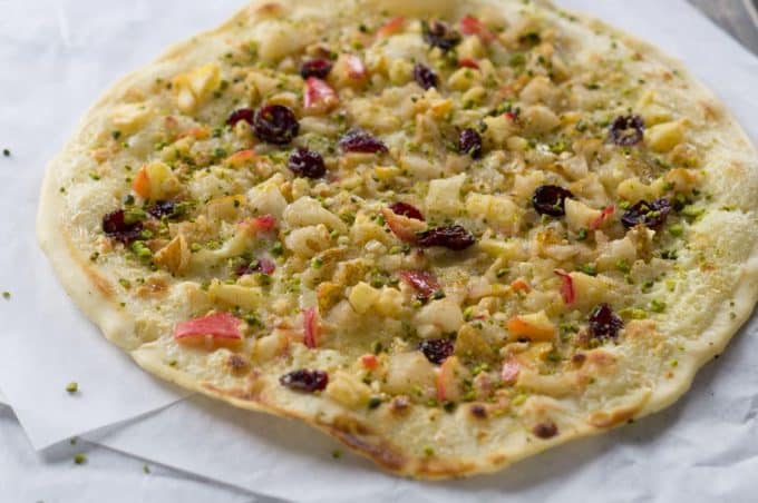 Flammkuchen with apple and pear